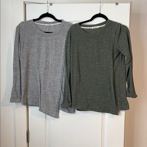 Bearsland Two-Pack Long-Sleeve Crewneck Tops - Gray & Olive